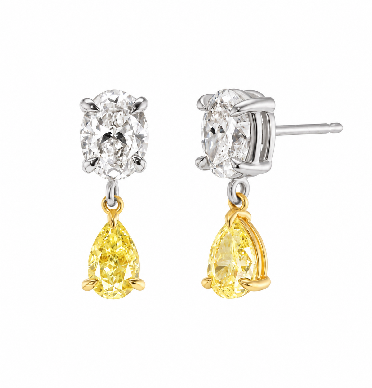 Aretes Bicolor Dos Diamantes Lab Grown