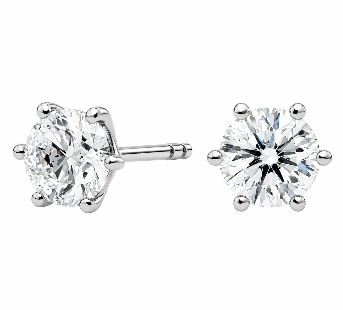 Lab Grown Diamond Studs 6 Uñas 1 ctw