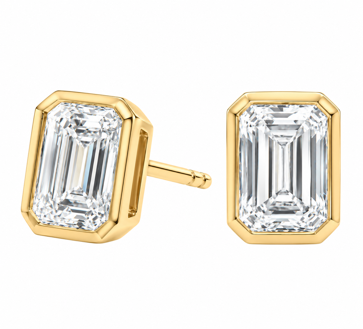Lab Grown Diamond Studs Esmeralda Bisel 3 ctw