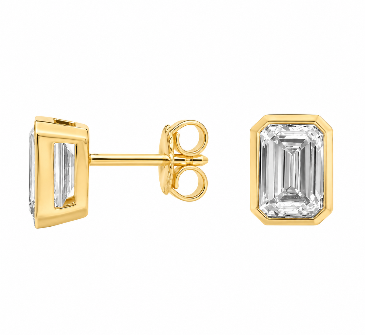 Lab Grown Diamond Studs Esmeralda Bisel 3 ctw